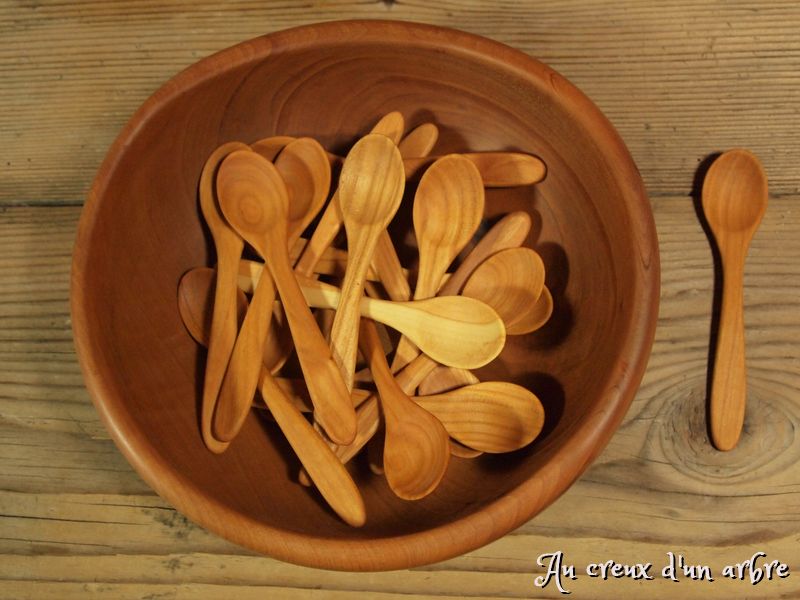 Petites cuillères en bois Cuillère en bois naturelle écologique Mini  cuillère à café au miel Petites cuillères en bois pour enfants